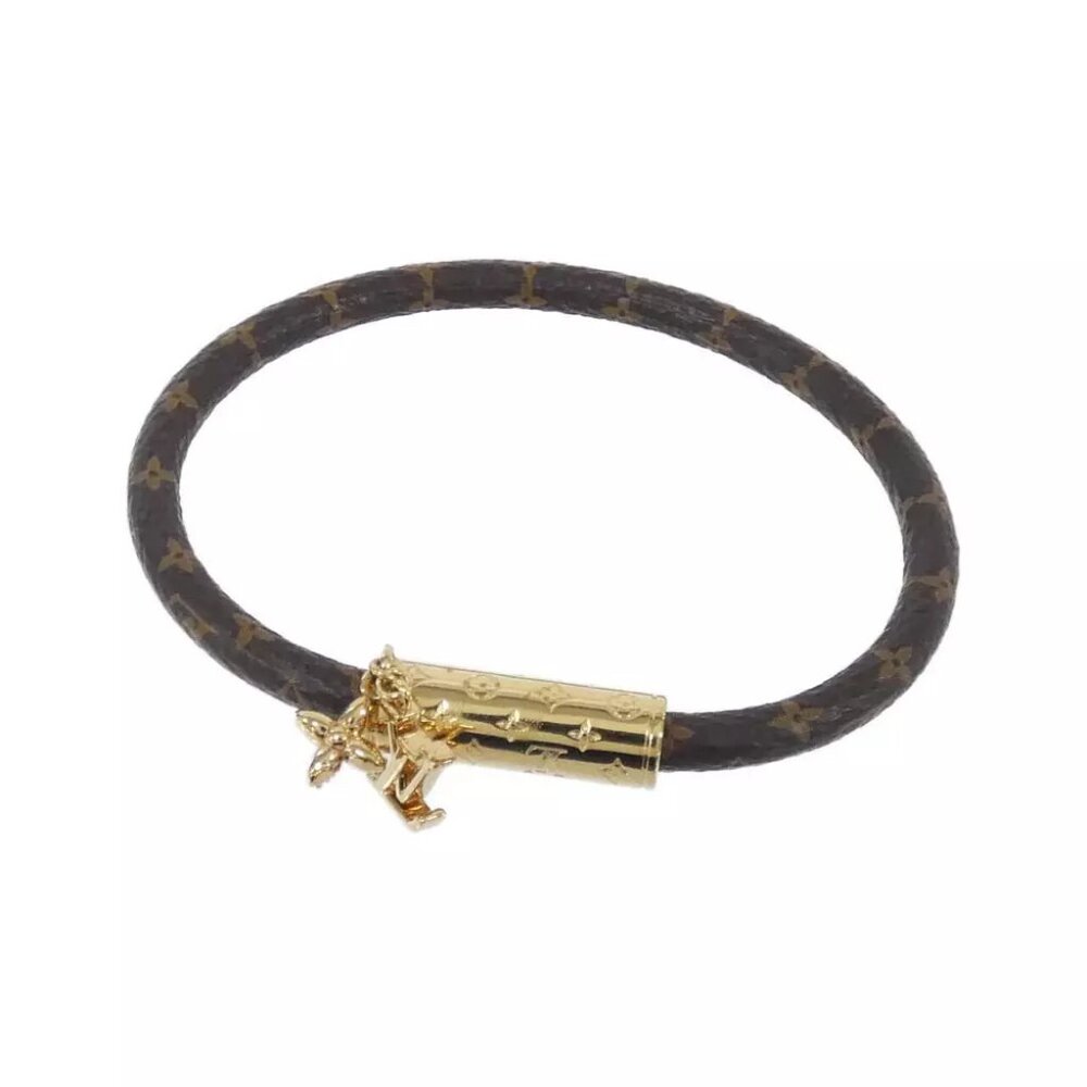 Authentic LOUIS VUITTON Monogram Bracelet LV Push 19cm M1035E Bracelet #260-...